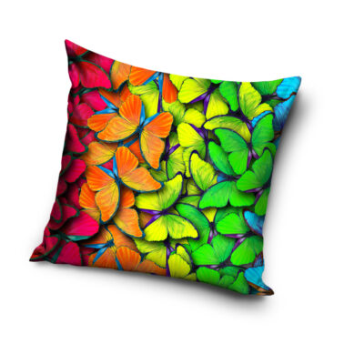 Poszewka dekoracyjna dwustronna mikrofibra 40x40 Zwolińska Design żywe kolory kolorowe motyle tęcza