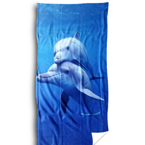 ręcznik plażowy 70x140 100x180 delfiny niebieski kolorowy hurtownia zwolinska design