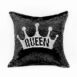 poszewka dekoracyjna cekinowa cekiny queen korona czarna biała (2)