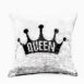 poszewka dekoracyjna cekinowa cekiny queen korona czarna biała (3)