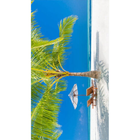 Duży ręcznik XXL plażowy kąpielowy 100x180 rybki morze ocean plaża palma monstera