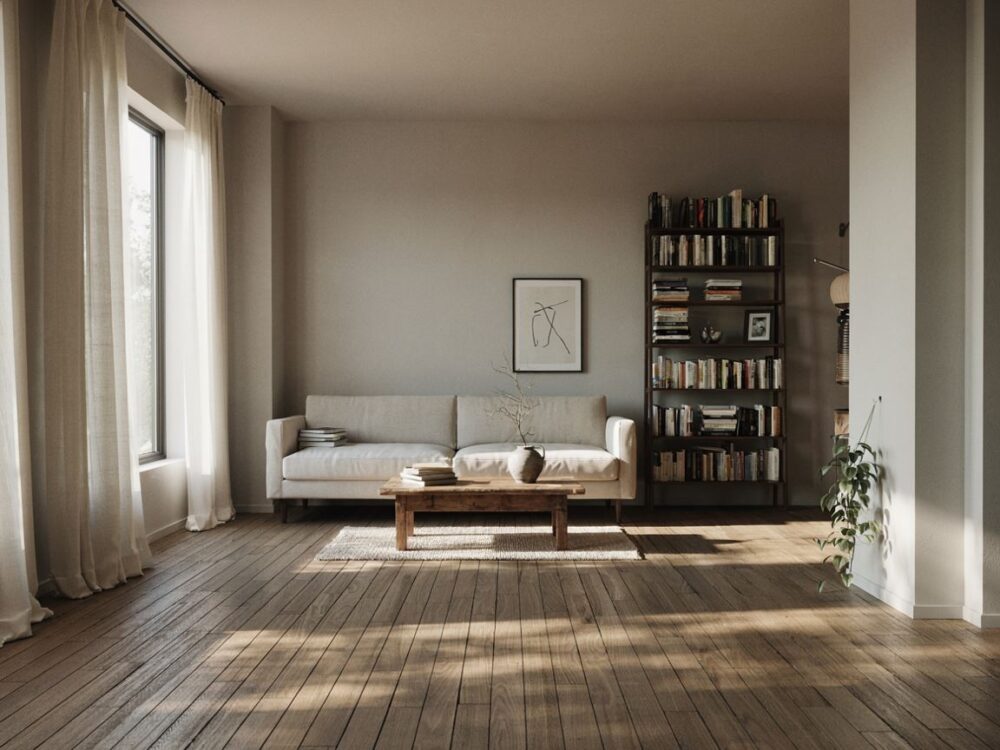 minimalistyczny salon w czerni i bieli